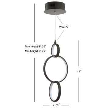Loop 7.75" Adjustable Integrated LED Metal Ring Pendant - JONATHAN Y